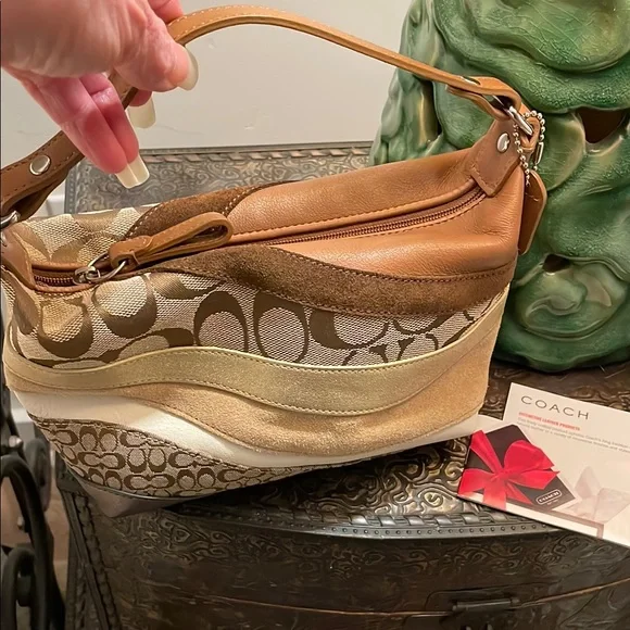 !!EUC!! Rare Y2K Coach Wave Brown and Tan Demi Mini with Monogram Design!! - Picture 5 of 7